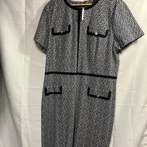 Talbots Black and White Textured Dress